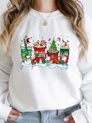 Snoopy Coffee Cup Christmas Sweatshirt Peanuts Christmas Hoodie Snoopy Dog Shirt Snoopy Christmas Sweater Christmas Dog Tshirt Unique revetee 3