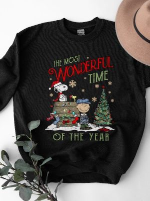 The Snoopy The Most Wonderful Time Of The Year Sweatshirt Charlie And The Snoopy Show Christmas Cartoon Dog Sweatshirt Christmas Gift. Unique revetee 2