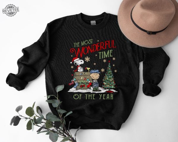 The Snoopy The Most Wonderful Time Of The Year Sweatshirt Charlie And The Snoopy Show Christmas Cartoon Dog Sweatshirt Christmas Gift. Unique revetee 2