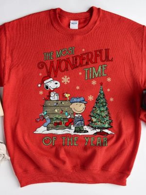 The Snoopy The Most Wonderful Time Of The Year Sweatshirt Charlie And The Snoopy Show Christmas Cartoon Dog Sweatshirt Christmas Gift. Unique revetee 3