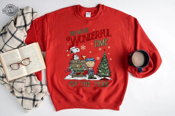 The Snoopy The Most Wonderful Time Of The Year Sweatshirt Charlie And The Snoopy Show Christmas Cartoon Dog Sweatshirt Christmas Gift. Unique revetee 3