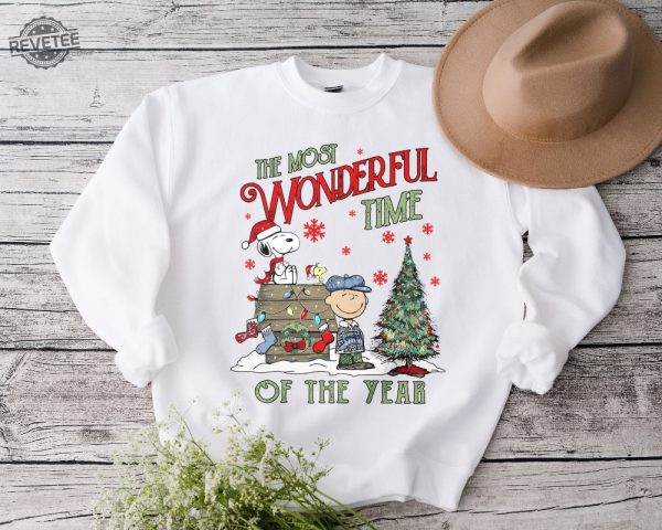 The Snoopy The Most Wonderful Time Of The Year Sweatshirt Charlie And The Snoopy Show Christmas Cartoon Dog Sweatshirt Christmas Gift. Unique revetee 4