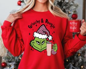 Grinchy And Bougie Funny Shirt Grinch Christmas Sweatshirt Christmas Hoodie Trendy Tshirt Grinchmas Shirt giftyzy 3