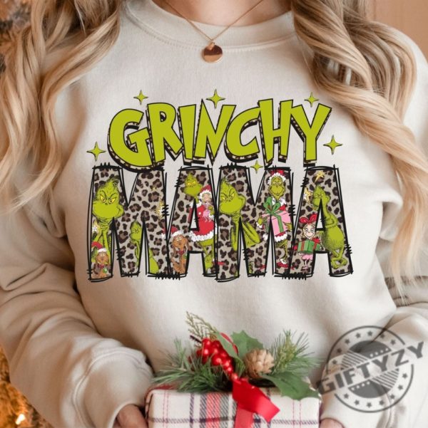 Grincy Mama Leopard Tshirt Retro Mama Christmas Hoodie Christmas Mama Sweatshirt Trendy Christmas Shirt giftyzy 1