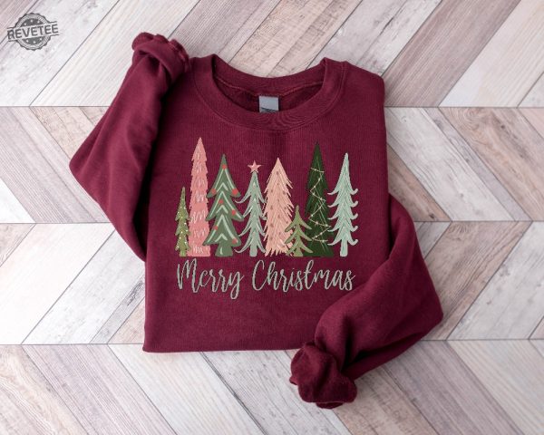 Merry Christmas Tree Sweatshirt Merry Bright Christmas Sweatshirt Holiday Sweater Womens Holiday Shirt Winter Shirt Christmas Gift Unique revetee 2