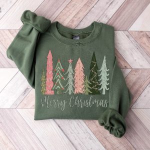 Merry Christmas Tree Sweatshirt Merry Bright Christmas Sweatshirt Holiday Sweater Womens Holiday Shirt Winter Shirt Christmas Gift Unique revetee 3