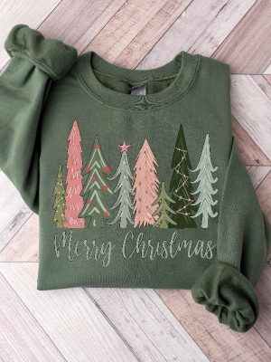 Merry Christmas Tree Sweatshirt Merry Bright Christmas Sweatshirt Holiday Sweater Womens Holiday Shirt Winter Shirt Christmas Gift Unique revetee 3