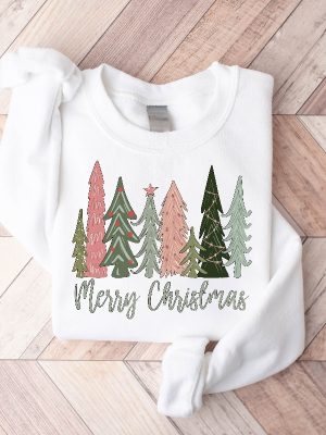 Merry Christmas Tree Sweatshirt Merry Bright Christmas Sweatshirt Holiday Sweater Womens Holiday Shirt Winter Shirt Christmas Gift Unique revetee 4