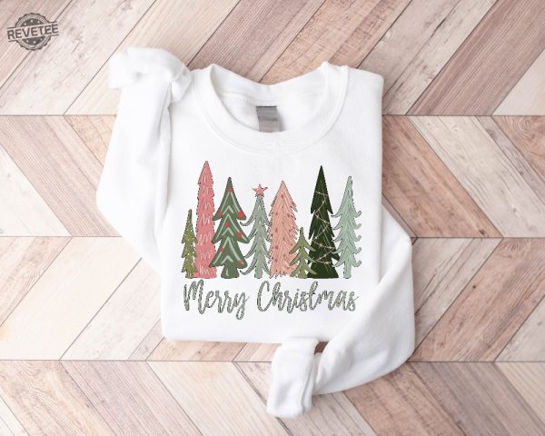 Merry Christmas Tree Sweatshirt Merry Bright Christmas Sweatshirt Holiday Sweater Womens Holiday Shirt Winter Shirt Christmas Gift Unique revetee 4