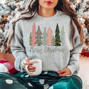 Merry Christmas Tree Sweatshirt Merry Bright Christmas Sweatshirt Holiday Sweater Womens Holiday Shirt Winter Shirt Christmas Gift Unique revetee 5