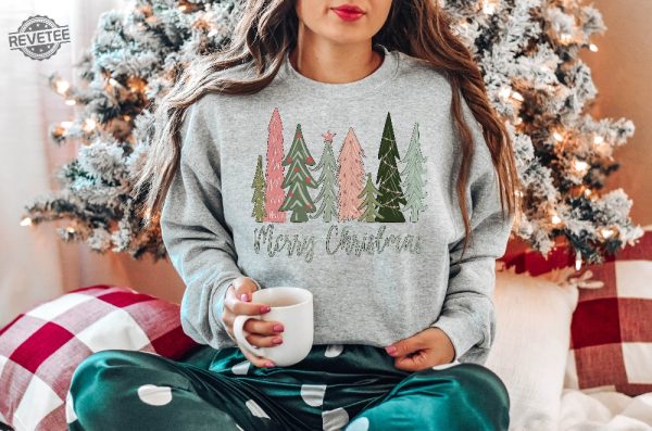 Merry Christmas Tree Sweatshirt Merry Bright Christmas Sweatshirt Holiday Sweater Womens Holiday Shirt Winter Shirt Christmas Gift Unique revetee 5