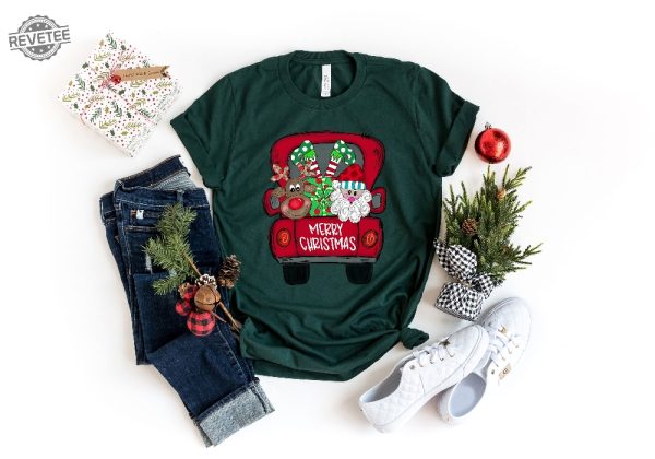 Merry Christmas Trees Truck Shirt Christmas T Shirt Christmas Family Red Truck Shirt Christmas Gift Christmas Truck Family Shirts Unique revetee 3