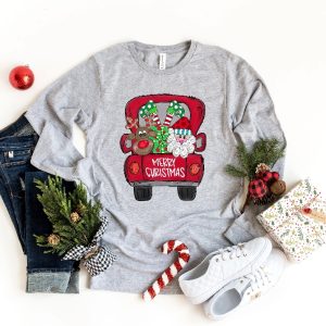 Merry Christmas Trees Truck Shirt Christmas T Shirt Christmas Family Red Truck Shirt Christmas Gift Christmas Truck Family Shirts Unique revetee 5