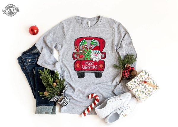 Merry Christmas Trees Truck Shirt Christmas T Shirt Christmas Family Red Truck Shirt Christmas Gift Christmas Truck Family Shirts Unique revetee 5