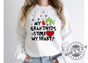 My Grandkisds Stole My Heart Shirt Chritsmas Grinch Sweatshirt My Heart Hoodie Christmas Family Tshirt Holiday Shirt giftyzy 2