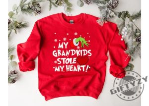 My Grandkisds Stole My Heart Shirt Chritsmas Grinch Sweatshirt My Heart Hoodie Christmas Family Tshirt Holiday Shirt giftyzy 3