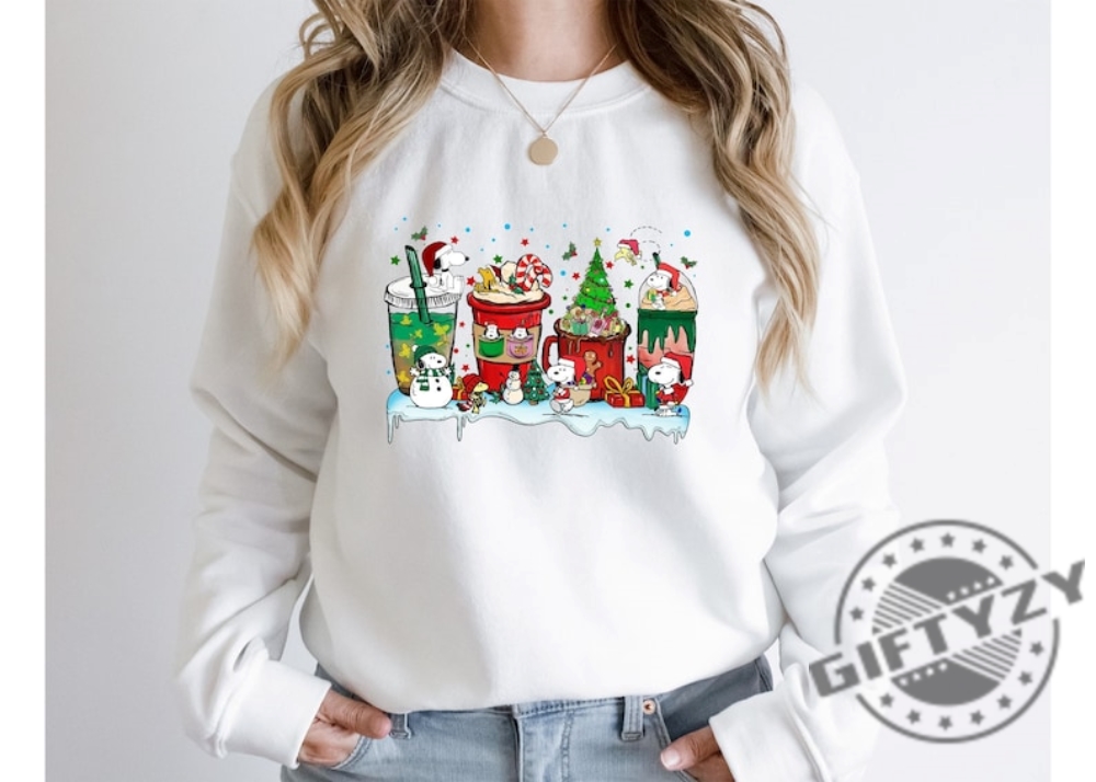 Snoopy Coffee Cup Christmas Shirt Peanuts Christmas Hoodie Snoopy Dog Tshirt Snoopy Christmas Sweater Christmas Dog Shirt