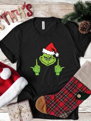 Grinch Middle Finger Shirt Funny Grinch Face Shirt Evil Grinch Middle Finger Pullover Crewneck Sweater Christmas Gift For Grinch Lover Unique revetee 2