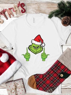 Grinch Middle Finger Shirt Funny Grinch Face Shirt Evil Grinch Middle Finger Pullover Crewneck Sweater Christmas Gift For Grinch Lover Unique revetee 3