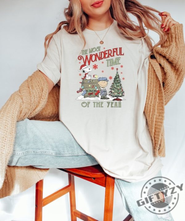 The Most Wonderful Time Of The Year Sweatshirt Charlie And The Snoopy Christmas Tshirt Christmas Tree Hoodie Christmas Kids Shirt Charlie And The Snoopy Shirt giftyzy 1