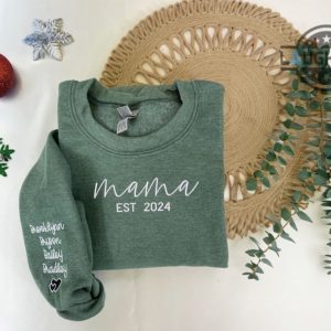 mama sweatshirt with names on sleeve custom embroidered mama tshirt hoodie sweater minimalist mom grandma est personalized shirts mothers day gift laughinks 2