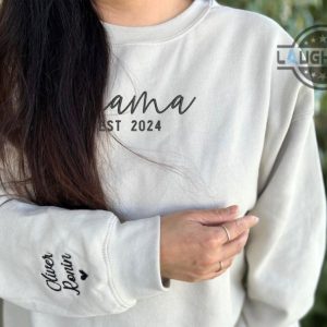 mama sweatshirt with names on sleeve custom embroidered mama tshirt hoodie sweater minimalist mom grandma est personalized shirts mothers day gift laughinks 3