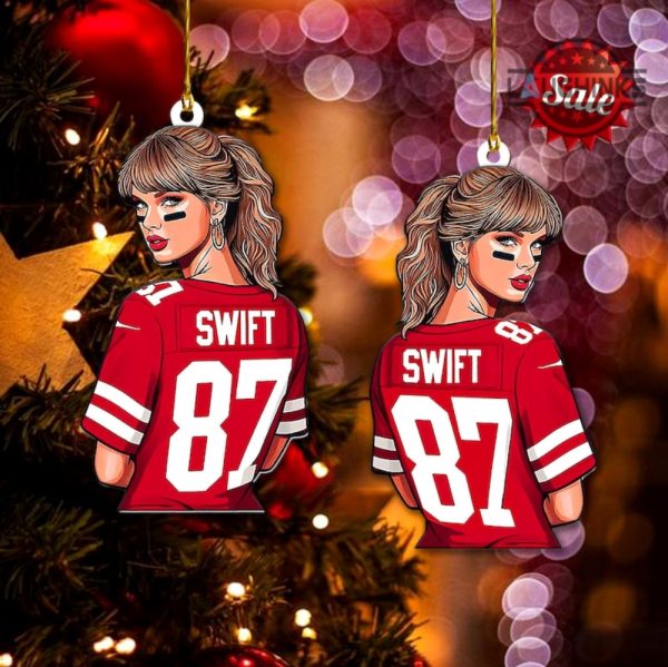 travis kelce ornament travis and taylor dating wooden ornament taylor swift wearing 87 jersey ornaments the eras tour 2023 xmas tree decorations swifties gift laughinks 2