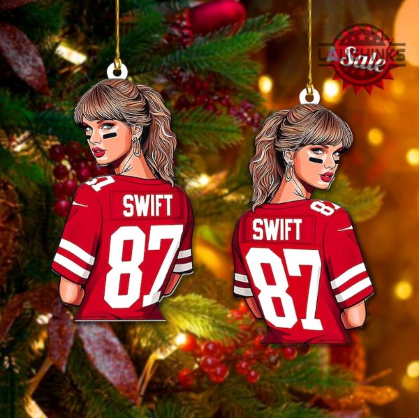 travis kelce ornament travis and taylor dating wooden ornament taylor swift wearing 87 jersey ornaments the eras tour 2023 xmas tree decorations swifties gift laughinks 3