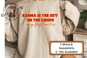 Karma Is The Guy On The Chiefs Coming Straight Home To Me Tshirt Unisex Heavy Blend Crewneck Sweatshirt Taylor Swift Hoodie Kelce Travis Era Shirt giftyzy 2