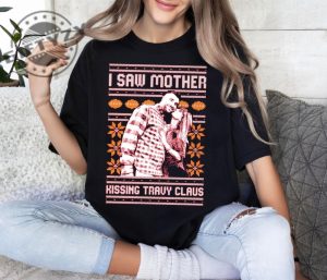 I Saw Mother Kissing Travis Kelce Christmas Sweatshirt Vintage Kansas City Football Tshirt Kelce Kansas City Football Hoodie Kelce Taylor Shirt giftyzy 5