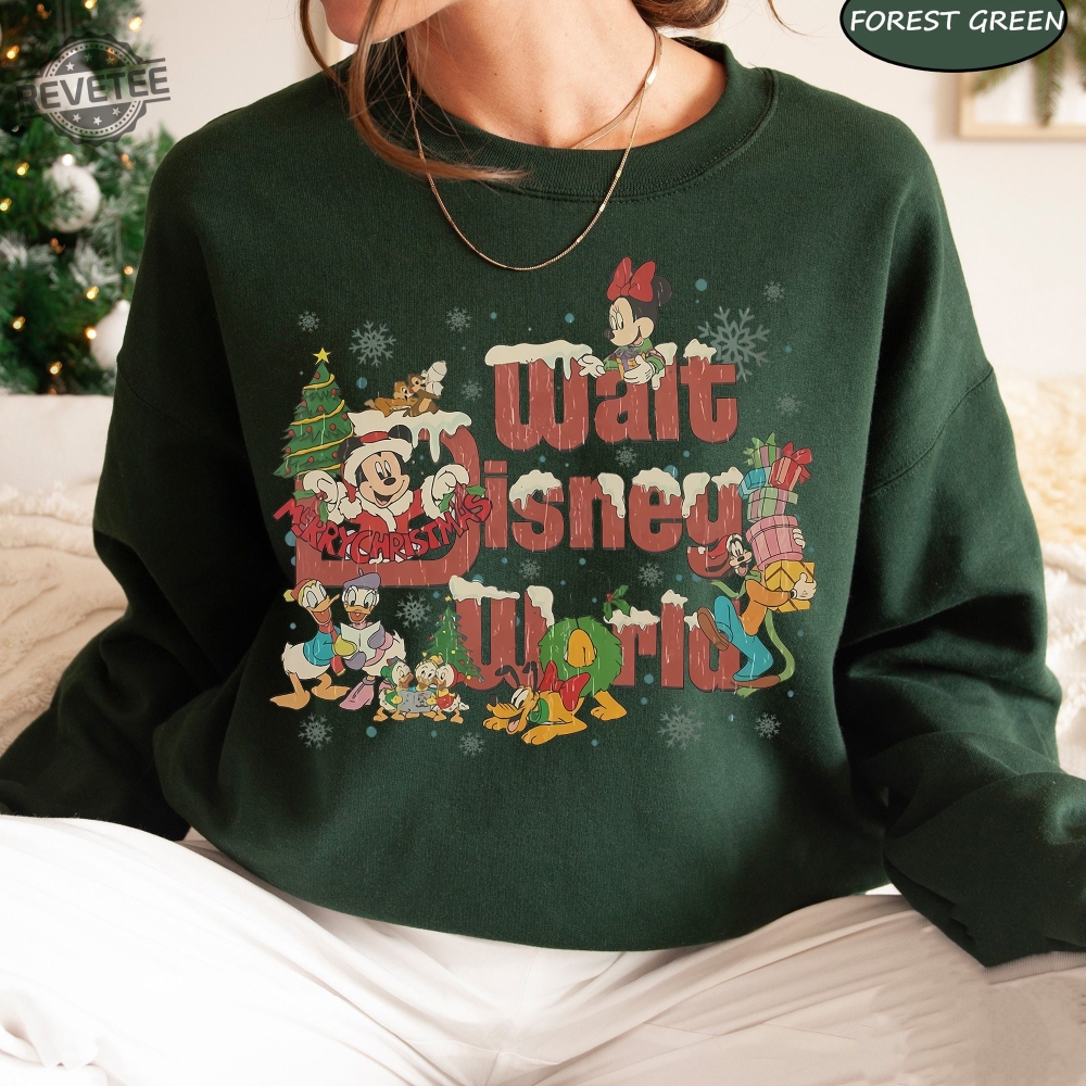 Vintage Walt Disney World Christmas Sweatshirt Mickey And Friends Christmas Shirt Disneyworld Christmas Shirts Unique