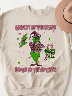 Grinch On The Inside Bougie On The Outside Christmas Sweatshirt Boujee Grinch Sweater Christmas Hoodie Grinch Christmas Shirt Grinchmas Unique revetee 2