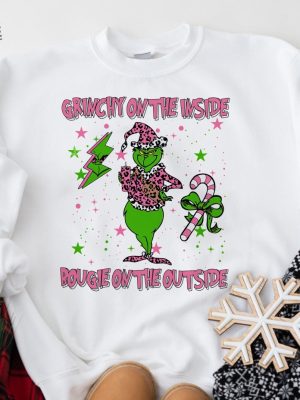 Grinch On The Inside Bougie On The Outside Christmas Sweatshirt Boujee Grinch Sweater Christmas Hoodie Grinch Christmas Shirt Grinchmas Unique revetee 4