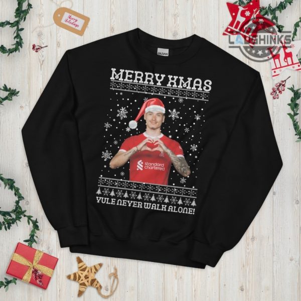 darwin nunez christmas jumper sweatshirt tshirt hoodie mens womens funny liverpool football gift merry xmas yule never walk alone laughinks 2