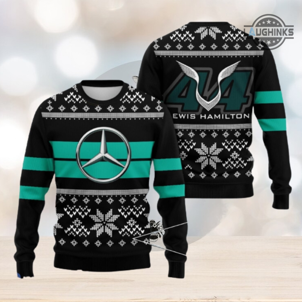 Mercedes F1 Christmas Jumper Premium Lewis Hamilton Logo X Mercedes Amg Petronas Formula One Ugly Artificial Wool Sweater Sweatshirt