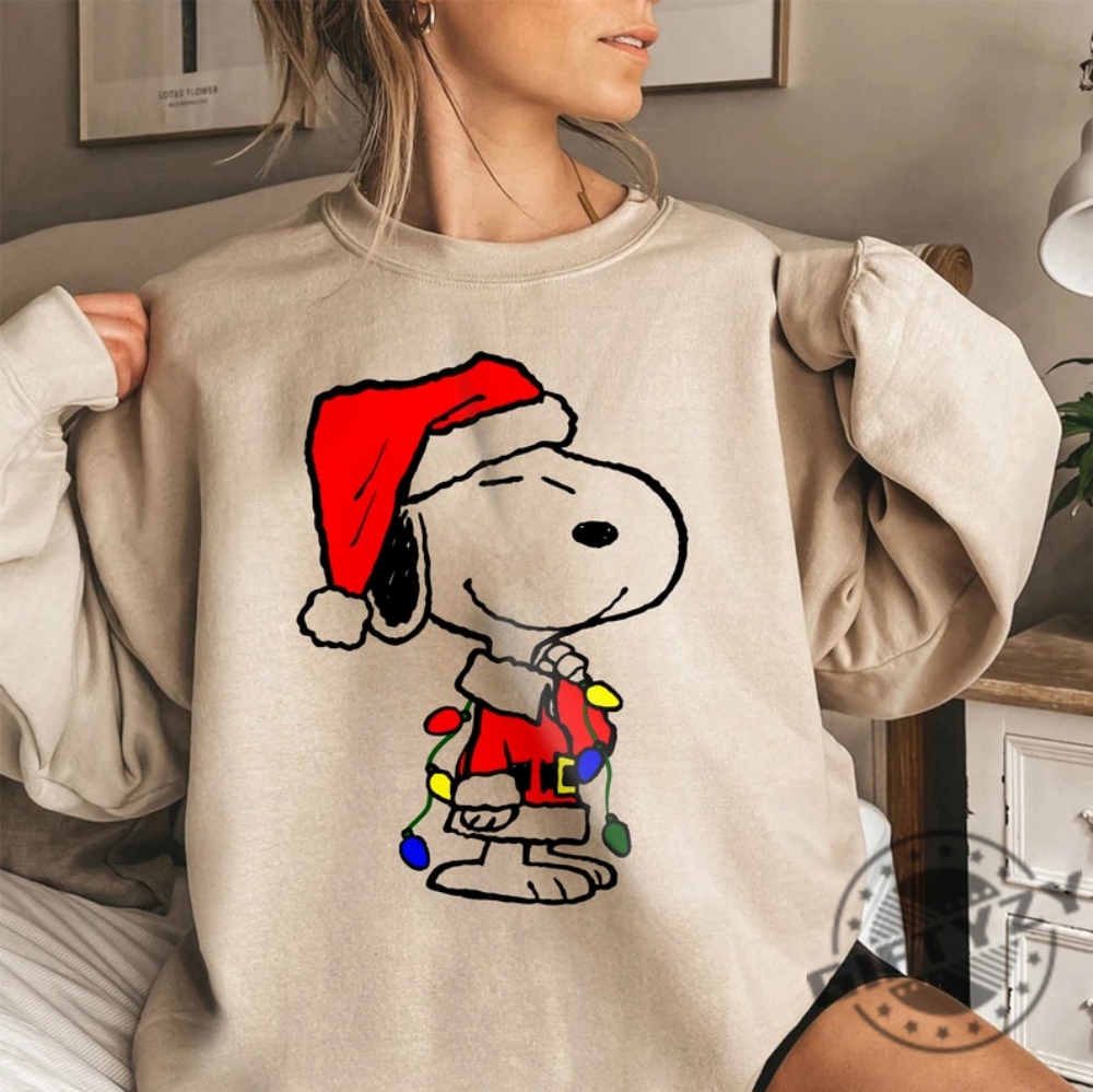 Snoopy Christmas Shirt Snoopy Christmas Lights Sweatshirt Snoopy And Woodstock Tshirt Cartoon Dog Hoodie Merry Christmas Shirt