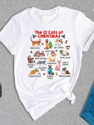 The 12 Cats Of Christmas Shirt Christmas Cats Shirt Cat Lover Christmas Cat Holiday Shirt Cute Christmas Cat Unique revetee 2