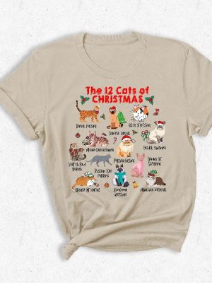 The 12 Cats Of Christmas Shirt Christmas Cats Shirt Cat Lover Christmas Cat Holiday Shirt Cute Christmas Cat Unique revetee 3