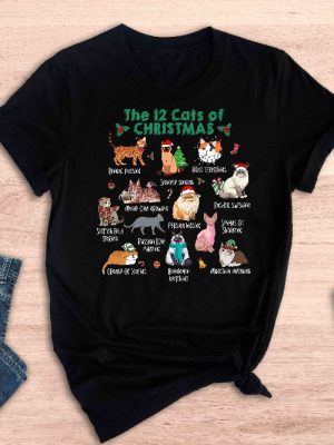 The 12 Cats Of Christmas Shirt Christmas Cats Shirt Cat Lover Christmas Cat Holiday Shirt Cute Christmas Cat Unique revetee 6