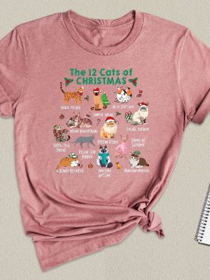 The 12 Cats Of Christmas Shirt Christmas Cats Shirt Cat Lover Christmas Cat Holiday Shirt Cute Christmas Cat Unique revetee 7