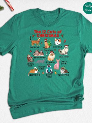 The 12 Cats Of Christmas Shirt Christmas Cats Shirt Cat Lover Christmas Cat Holiday Shirt Cute Christmas Cat Unique revetee 8