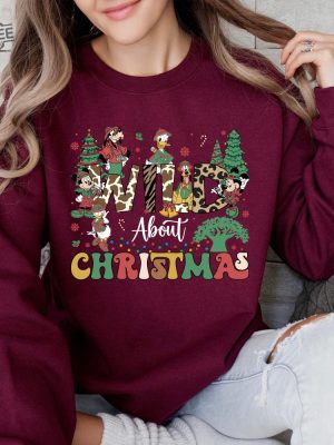 Wild About Christmas Disney Animal Kingdom Shirt Leopard Mickey And Friends Christmas Safari Trip Disney Family Christmas Lights Unique revetee 4