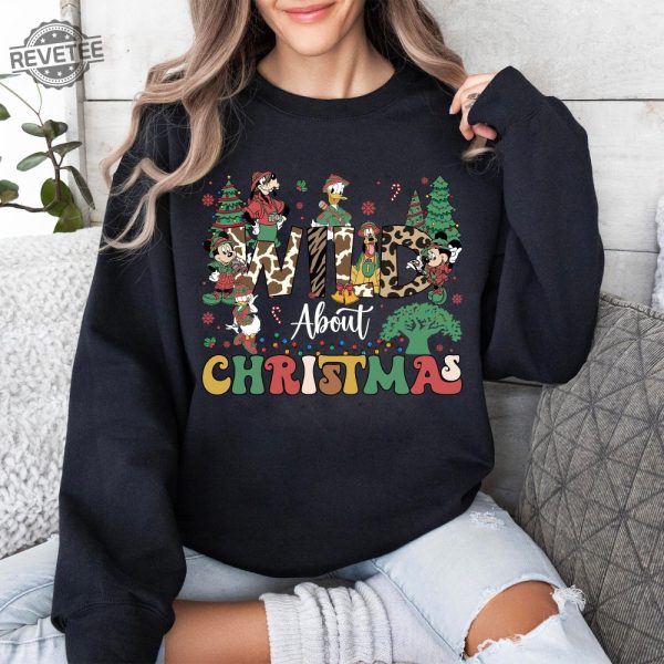 Wild About Christmas Disney Animal Kingdom Shirt Leopard Mickey And Friends Christmas Safari Trip Disney Family Christmas Lights Unique revetee 5