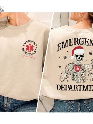 Custom Emergency Department Christmas Skeleton Christmas Shirt Nurse Skeleton Shirt Er Christmas Gift For Nurse Er Crew Christmas Shirt Unique revetee 2