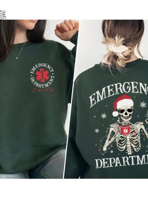 Custom Emergency Department Christmas Skeleton Christmas Shirt Nurse Skeleton Shirt Er Christmas Gift For Nurse Er Crew Christmas Shirt Unique revetee 3