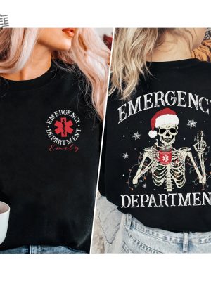 Custom Emergency Department Christmas Skeleton Christmas Shirt Nurse Skeleton Shirt Er Christmas Gift For Nurse Er Crew Christmas Shirt Unique revetee 5