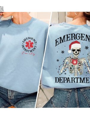 Custom Emergency Department Christmas Skeleton Christmas Shirt Nurse Skeleton Shirt Er Christmas Gift For Nurse Er Crew Christmas Shirt Unique revetee 6