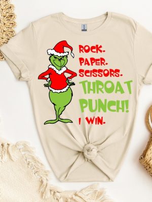 Couple Christmas Grinch T Shirt Funny Grinchmas Rock Paper Scissor Throat Punch I Win Shirt Fall Grinch Cute Tee Grinch Christmas Shirt Unique revetee 2