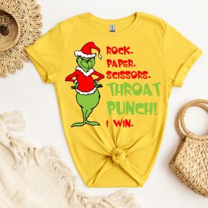 Couple Christmas Grinch T Shirt Funny Grinchmas Rock Paper Scissor Throat Punch I Win Shirt Fall Grinch Cute Tee Grinch Christmas Shirt Unique revetee 4