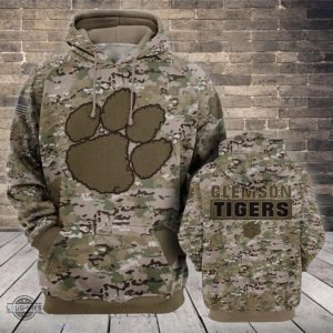 clemson military appreciation sweatshirt tshirt hoodie all over printed clemson football 3d shirts nfl clemson tigers camo style gifts for veterans day laughinks 1